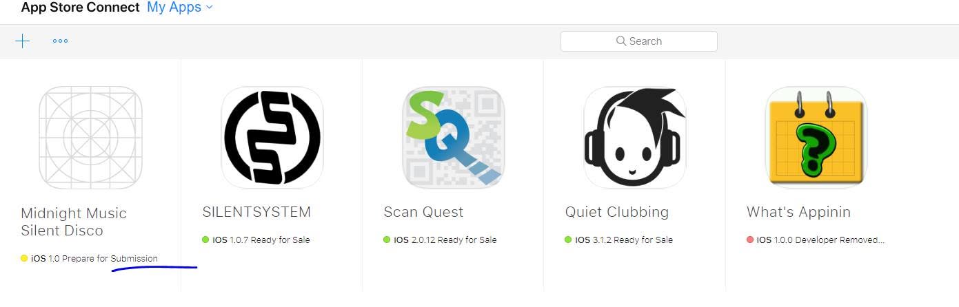 Epic App Solutions applications listed together in App Store Connect