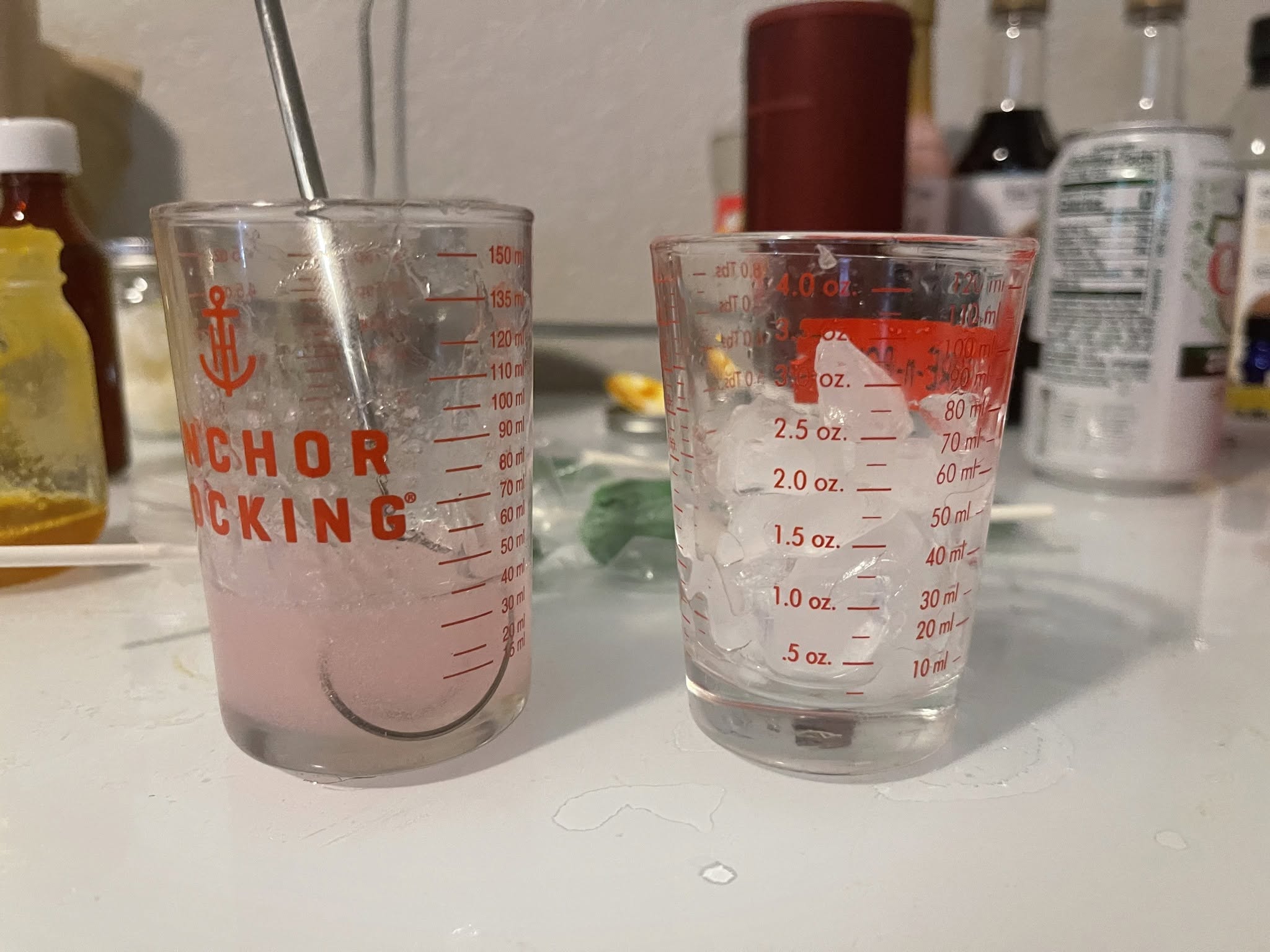 Measured formulation work at a bench with mixing vessels