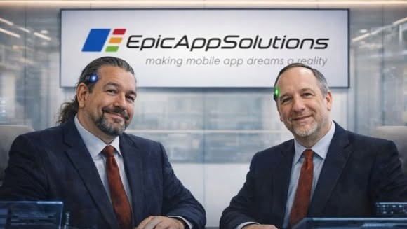 Jade Chancey and Timothy Calabro at the Epic App Solutions office