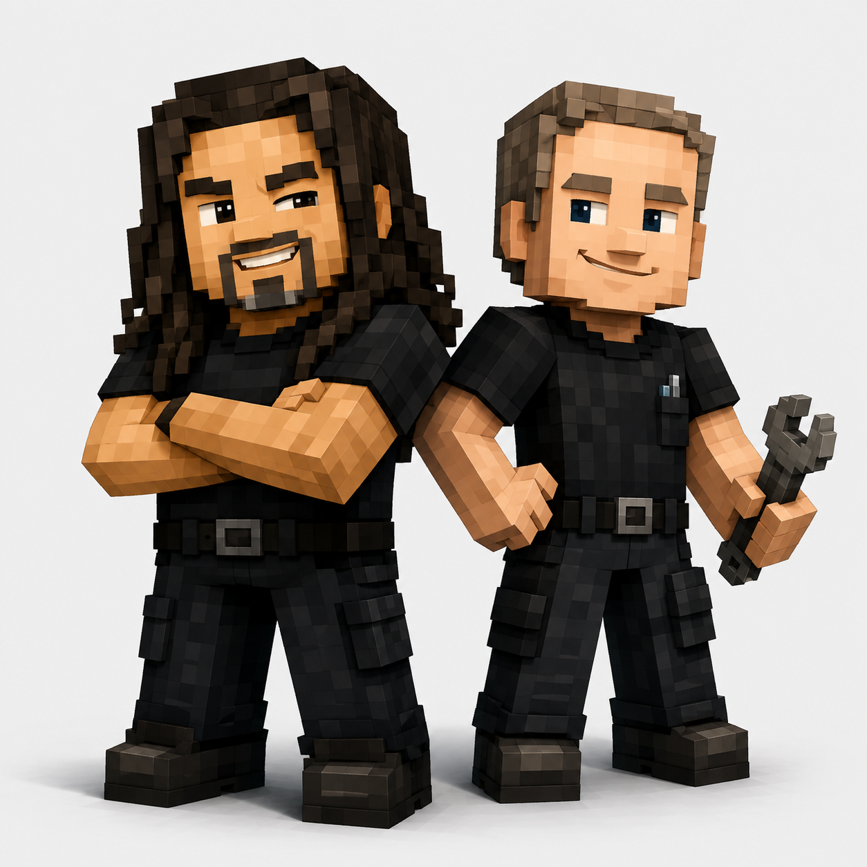 Block-style portrait of Epic App Solutions founders Jade Chancey and Timothy Calabro